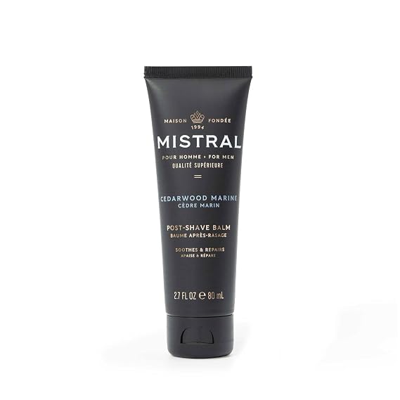 Mistral After Shave Balm, Cedarwood Marine - 2.7 Fl Oz | Hydrating Aftershave for Men with Aloe & Jojoba Oil | Non-Greasy Post Shave Moisturizer, Soothes Razor Burn, Made in France, Paraben-Free