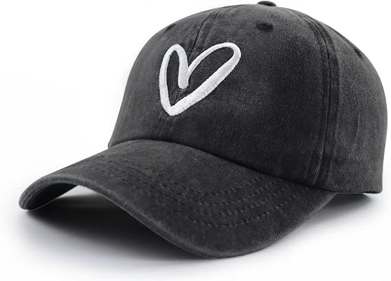 Heart Hat for Women Men, Adjustable Embroidered Cotton Valentines Love Baseball Cap