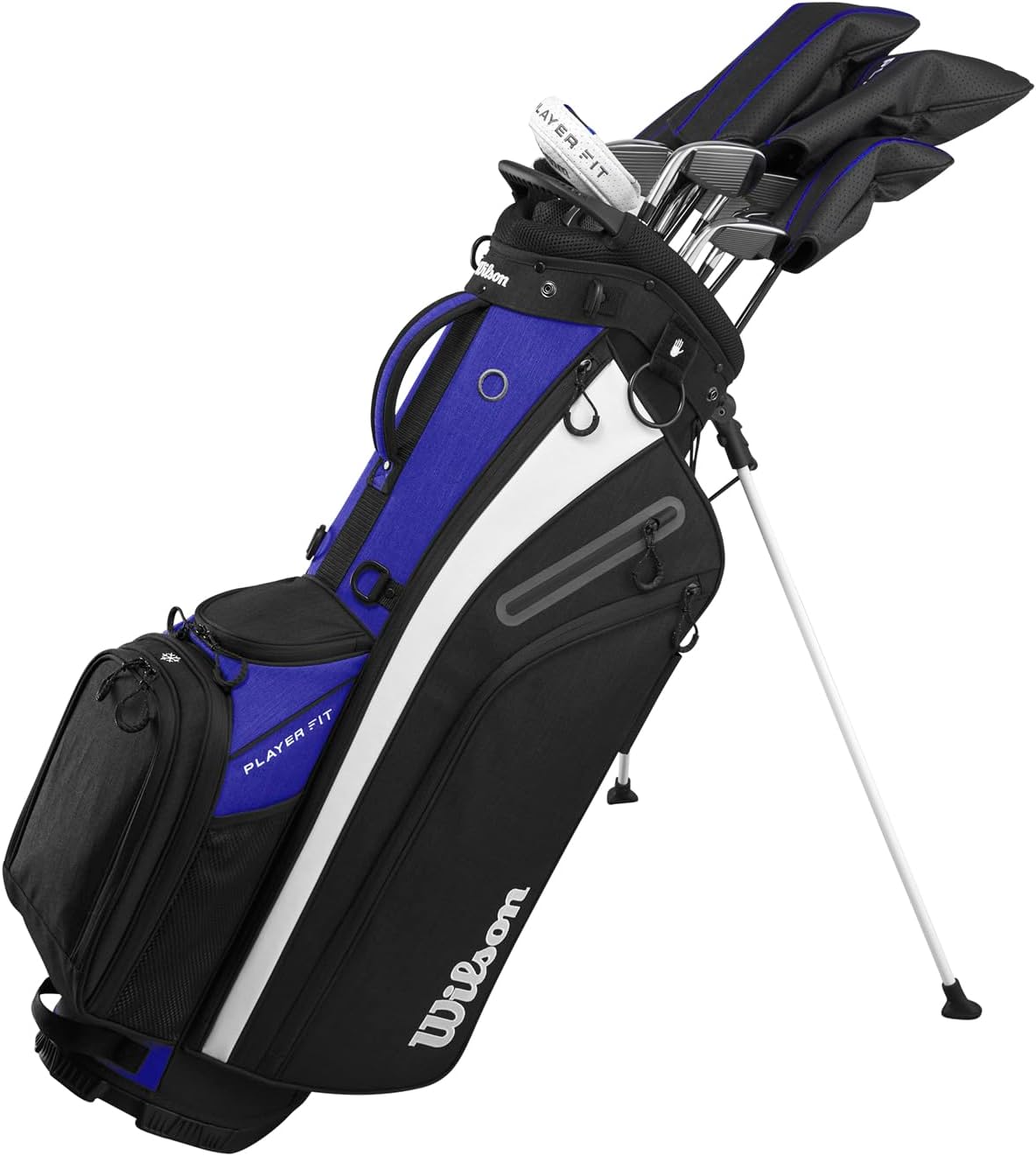 Wilson Men's PlayerFit Steel Complete Golf Club Set with Stand Bag, Includes Steel Shafts & A Versatile Stand Bag, Colour: Black/Black/White