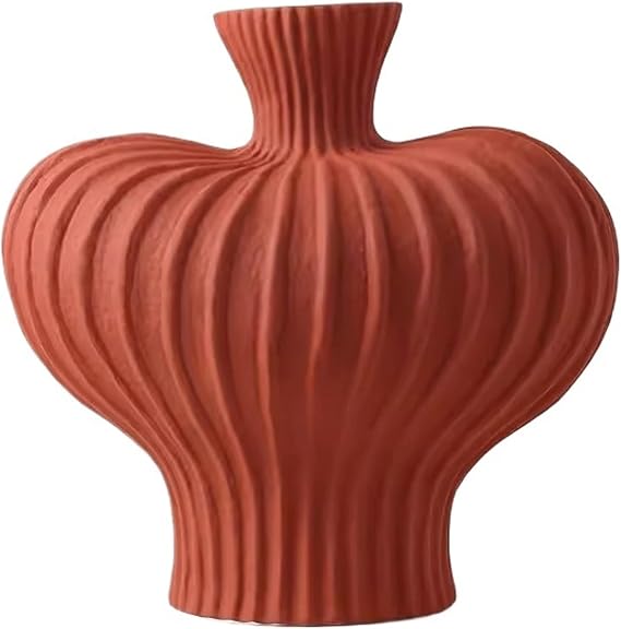 Modern Vase Decoration, Living Room Desktop, Light Luxury Ceramic Retro Decoration, Frosted Desktop Decoration Sculpture(Orange,Large)
