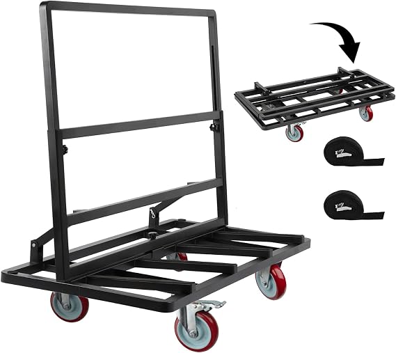 Folding Drywall Cart, Drywall Dolly w/ 5" Swivel Casters