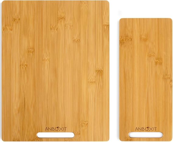 ANBOXIT Appliance Slider, Deep - Large & Deep - Small, Bamboo Sliding Tray for Coffee Maker, Kitchen Countertop Appliance Rolling Tray, Coffee Pot Slider Tray with Rubber Wheels