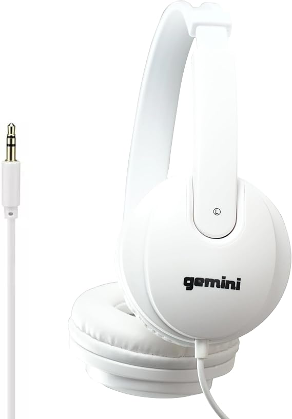 Gemini Over-Ear DJ Headphones, 40mm Drivers, White (DJX-200) | Over-ear DJ headphones, 40mm drivers - closed-back noise isolation - lightweight, foldable, travel