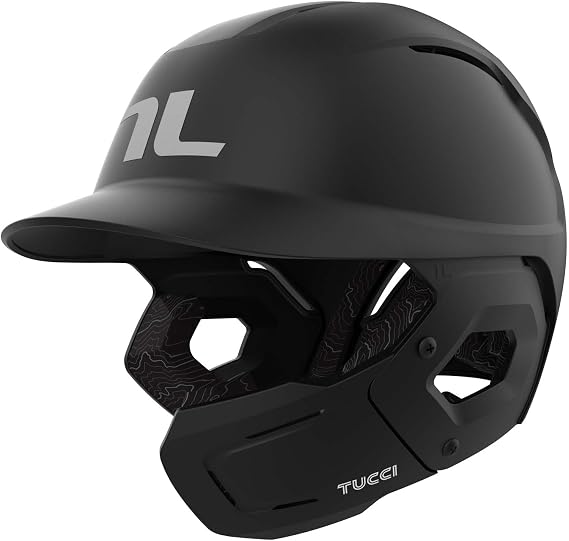 TUCCI Potenza Batting Helmet with Jaw Flap, S/M, Matte Black, Right-Handed Hitter