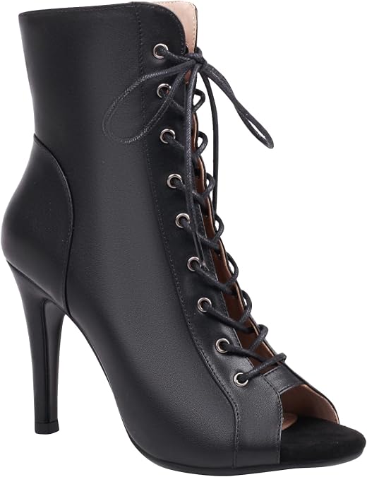 FENIKUSU Women's Dance Shoes High Heels Sexy Stilettos for Ballroom Peep-Toe Dancing Boots Model F2