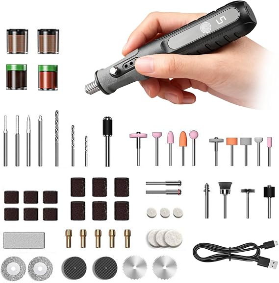 4.2V Cordless Rotary Tool, Powerful 5 Variable Speed,163 Multi-Purpose Kit, USB Charging, Easy to Use Perfect for Light Projects, DIY Crafting, Sanding, Engraving, and Polishing