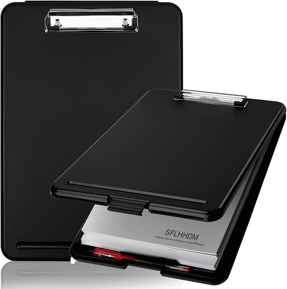 Clipboard with Storage,Storage Clipboard with Clip,Clipboards Foldable for Nurse,for 8.5x11 Paper Clip Boards,A4 Clipboards Case with Smooth Writing for Office Supplies Clip Board Case-Black