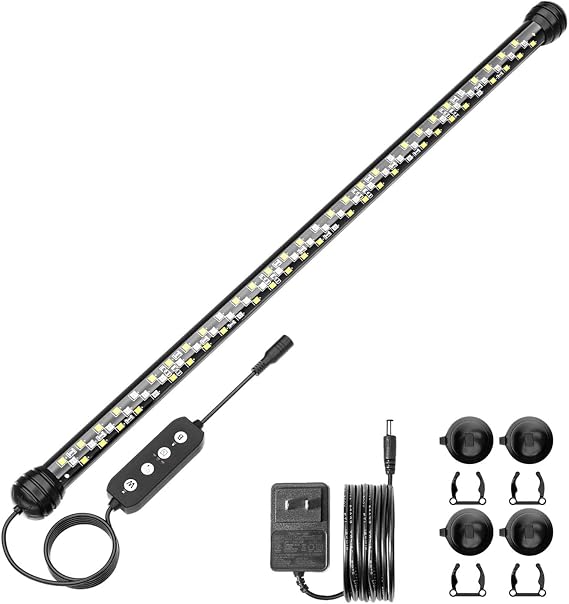 SEAOURA Zamanlayıcılı Led Akvaryum Işığı, Balık Tankı için Dalgıç Akvaryum Işıkları, Otomatik Açma/Kapama ile Balık Tankı Işığı, 3 Aydınlatma Modu, Ayarlanabilir Parlaklık (20-35 inç Ekili Tank için