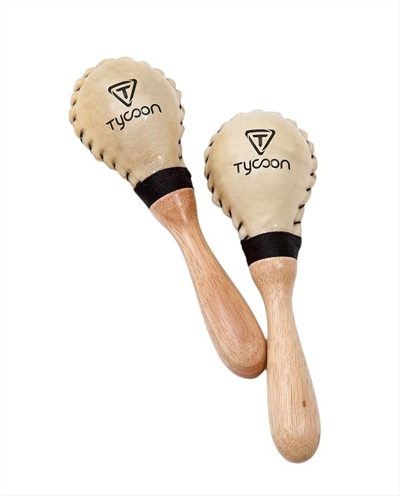 Tycoon Percussion Medium Cowskin Maracas, Natural Finish, Genuine Cowhide Shells, Produces Sharp, Crisp Sound, Perfect for Percussionists, Ideal for Studio & Live Performances (TMSC-70)