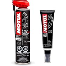 Motul Chain Lube Kit for Motorcycles C2 Road Chain Lube Spray & C5 Chain Paste, Complete Chain Maintenance Set for Street Bikes, O-Ring/X-Ring Compatible
