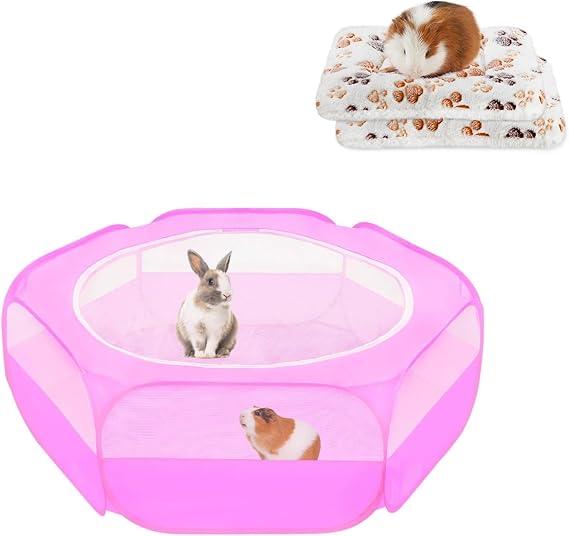 Amakunft 2 Pcs Guinea Pig Bed Mat Washable, Rabbit Winter Bed Pad for Indoor, Warm Small Animal Bed Mattres Guinea Pig Playpen with Cover, Hamster Playpen with Anti Escape Top