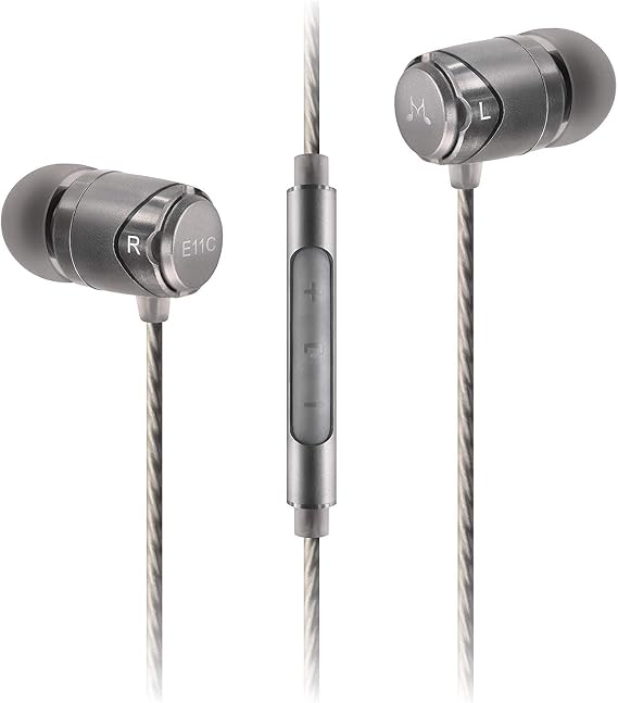 SoundMAGIC E11C Sound Isolating In-Ear Headphones Earphones with Microphone and Remote (Gunmetal) + Extra 10 Pieces Quality Eartips