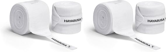 Hayabusa Gauze Boxing Hand Wraps for Men and Women Starter Thumb with Loop Hook & Loop Closure- White, 180 Inches