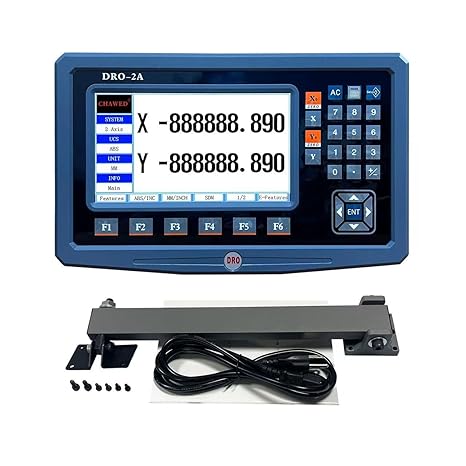 DRO Digital Readout 2 Axis Screen DRO Readout Display Linear Scale for Bridgeport/Knee Mill Milling Machine Lathe Machine Tools (DRO-2A)