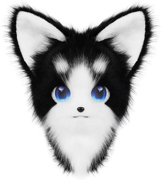Cat Cosplay Furry Fursuit Head Mask Plush Cat Animal Mask Costume Props Masquerade for Halloween Cosplay Party