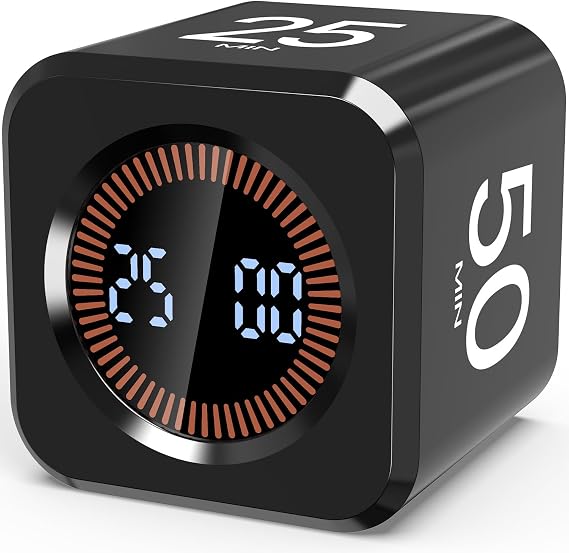 Pomodoro Timer Cube 5/10/25/50, Visual Productivity Flip Timer for Kids