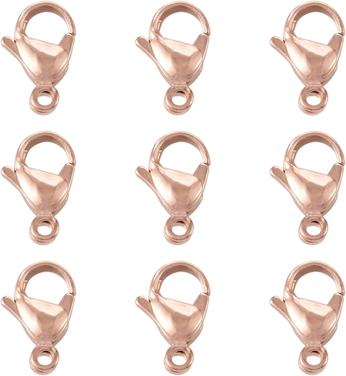Pandahall 10Pcs 304 Stainless Steel Lobster Claw Clasps Rose Gold Plated 15x9x4mm Polishing Jewelry Clasps Connectors for Bracelet Necklace Jewelry Making