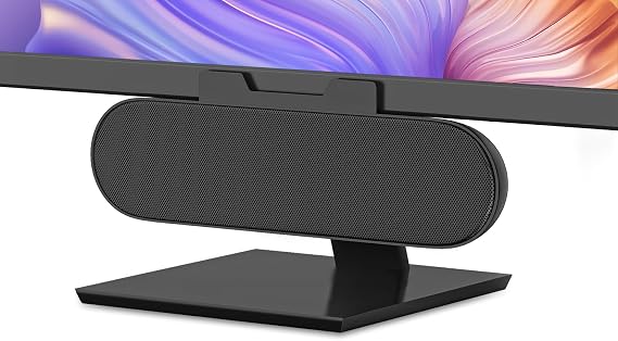 LXTNFU Computer Speakers for Desktop Monitor,Single Speakers for Desktop PC,Laptop Speaker with Loud Sound,Volume Control Easily Clamps to Monitors(USB-C to USB Adapter Included) (Black) | Loud Stereo Sound,Rich Bass, Easy Clip-On for Monitor, 3-Button Volume Control, USB-C/A Adapter Included,Plug and Play