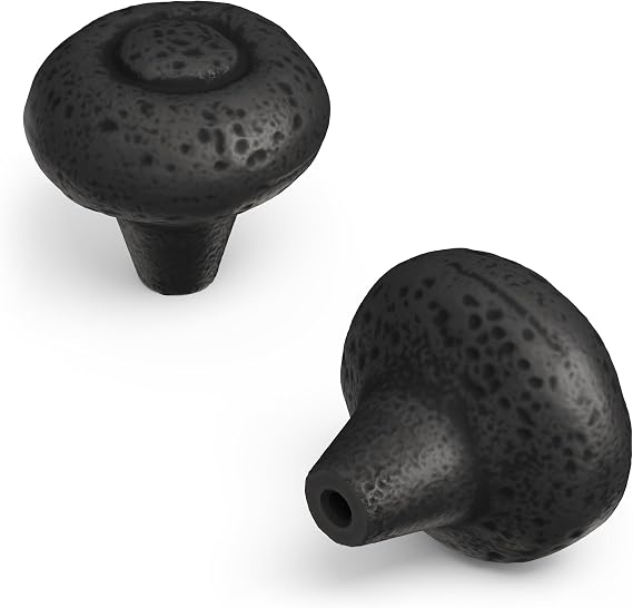 Hickory Hardware 1 Pack Solid Core Kitchen Cabinet Knobs, Luxury Cabinet and Dresser Knobs, Handle Pulls for Doors & Drawers, 1-1/2 Inch, Black Iron, Refined Rustic Collection