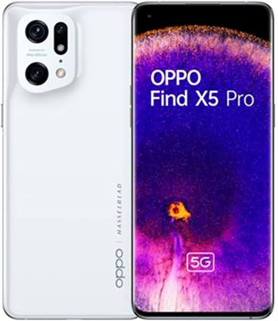 OPPO Find X5 Pro White Unlocked Smartphone, Qualcomm Snapdragon 8 Gen 1 Mobile Platform 12GB RAM 256GB Storage 6.70" ColorOS 12.1 based on Android 12 - CPH2305-White-AG