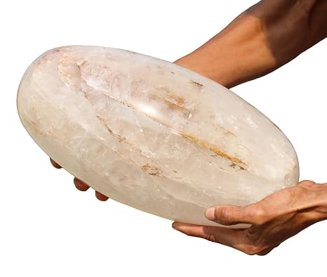 Polished Crystal Lingam White & Clear Azeztulite Huge 330mm / 30.3lbs, Shivling for Healing Stone & Spiritual Home Decor, Sacred Crystal Gift Chakra Balancing, Serene Energy Enhancer for Yoga & Reiki
