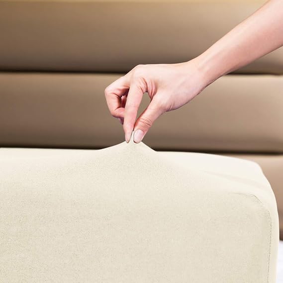 Fitted Sheet- COSMOPLUS Twin Fitted Sheet Only(No Flat Sheet or Pillow Shams),4 Way Stretch Micro-Knit,Snug Fit,Wrinkle Free,for Standard Mattress and Air Bed Mattress from 8 Up to 10,Beige