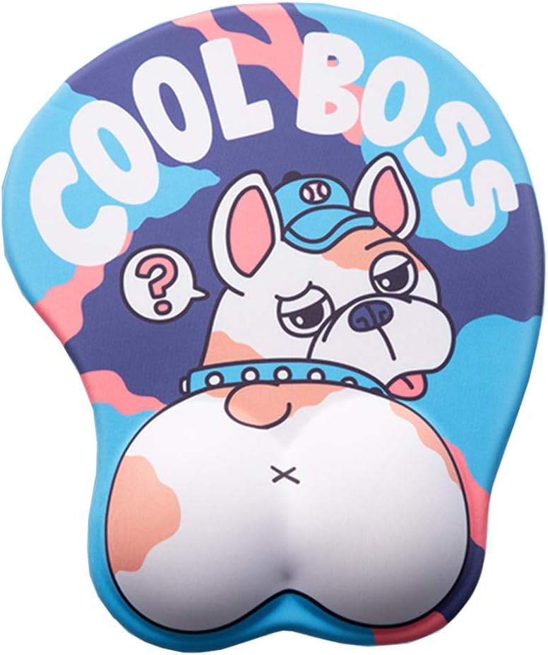Puppy Dog 3D Mouse Pad Big Butt Pet Mouse Mat with Wrist Rest French Bulldog
