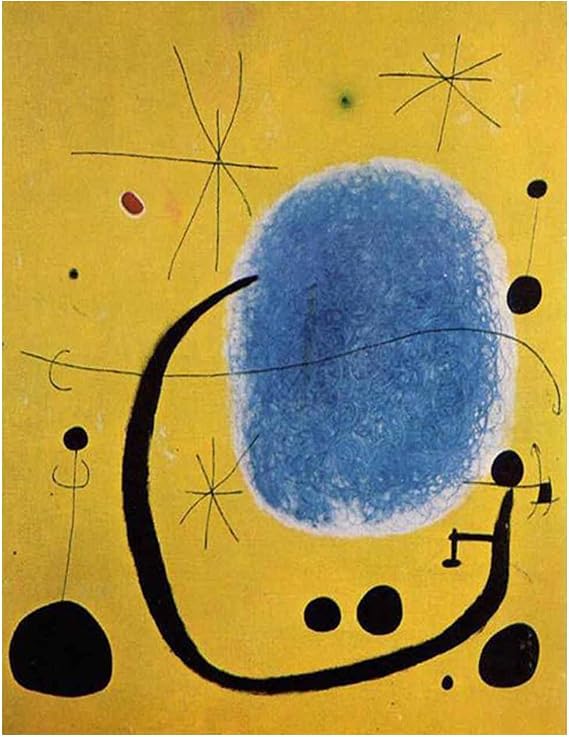 Ltt-Ydd-Ccl Joan MiroThe Gold of the AzureCanvas Paintings Art Reproduction Abstract Canvas Wall Art Canvas Pictures for Living Room and Bedroom Home Decor (85x110cm-33x43inch-Unframed)