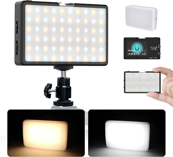 LED Video Light, Moman Camera Light for Photography, Portable 5000mAh Video Recording Lights with Cold Shoe, Mini Light CRI 98+ Dimmable 2500-9000K Video Lighting, On-Camera-LED-Video-Light