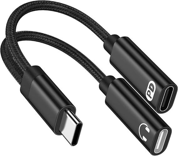 USB C Splitter Adapter for Google Pixel 10 Pro Fold/10 Pro XL/9/8,2 in1 Type USBC Audio Headphone Adapter with PD 60W Fast Charging Dongle Cable for Samsung Galaxy S26/S26 Ultra/S26+ S25 Ultra S24 A17