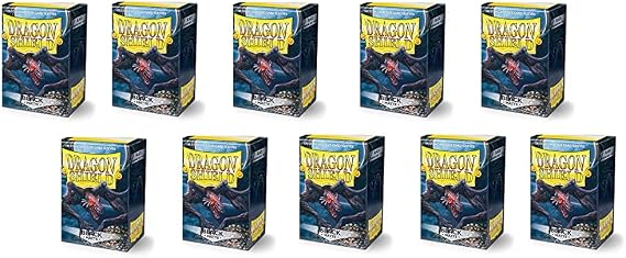 Dragon Shield Brand, Matte Black Sleeves [10 packs of 100 each, 1000 total], PVC-free, Archival Safe, 120 , Standard Size 63x88 mm for Collectible Trading Cards