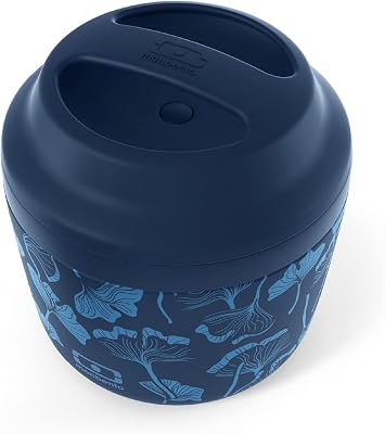monbento - Insulated Lunch Box MB Element Ginkgo - Leakproof and Insulated Container Keeps Food HotCold for Up to 10 Hours - Work Lunch Packing - BPA Free - Food Grade Safe - Japanese Pattern - Blue