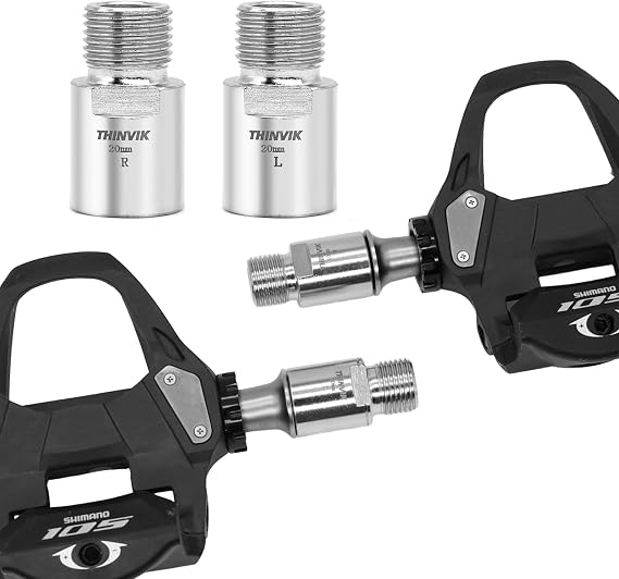 Thinvik Bike Pedal Extenders, Alloy Extended Pedal Spacer for 9/16 inch Pedals, Bicycle Pedal Extensions - Extended by 20mm/ 0.79inch