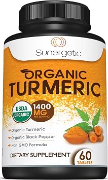 USDA Certified Organic Turmeric Supplement Includes Organic Turmeric & Organic Black Pepper 1,400mg of Turmeric per Serving - 60 Count (Pack of 1)