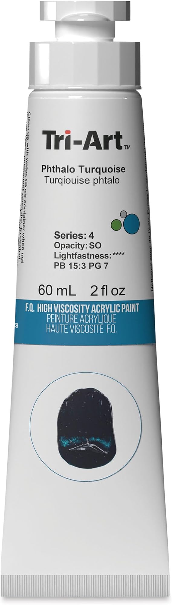 Tri-Art High Viscosity Artist Acrylic - Phthalo Turquoise Light, 60 ml tube