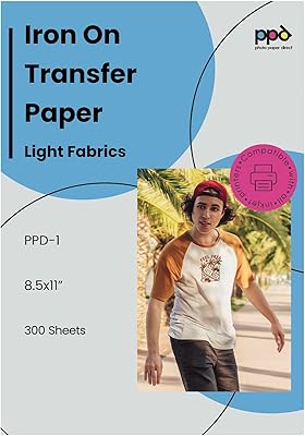 PPD 300 Sheets 8.5x11 - Inkjet Iron-on Heat Transfer Vinyl Paper for White & Light Fabric and T-Shirts - Premium - PPD-1-300