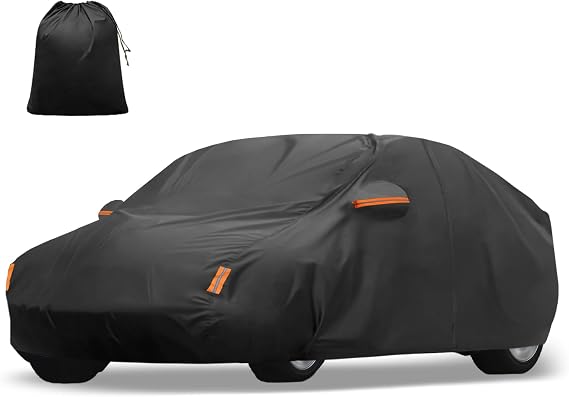 X AUTOHAUX Car Cover for Tesla Model Y 2020-2025 210D-PU Outdoor Full Car Cover All Weather with Door Zipper for Waterproof Windproof Sun Rain Snow Protection