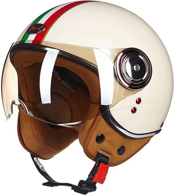 Open Face Motorcycle Half Helmet DOT/ECE Approved Motorbike Crash Helmet with Sun Visor Retro Vintage Style Motorbike Jet for Youth Men Women