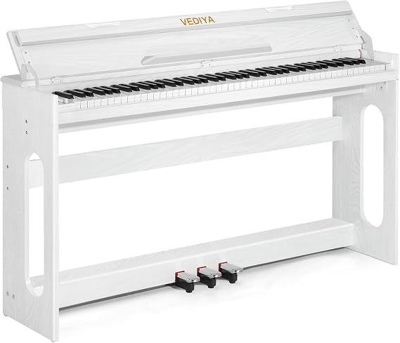Digital Piano Keyboard 88 key,Semi-Weighted Electric Piano,Wooden Desk Full Size Upright Electric Piano, Acoustic Piano for Beginners,Triple Pedal,USB-MIDI Compatibility (White)
