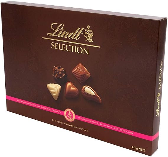 Lindt Selection of Milk, White and Dark Chocolate Box - 40 Pralines, 428 g