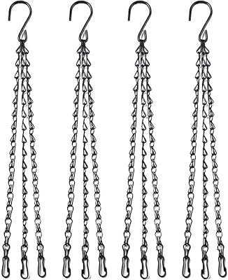 4pcs 18 inch Black Hanging Basket Chain with Hooks Flower Plant Pot Replacement Chain Hanger for Bird Feeders,Planters,Lanterns and Ornaments