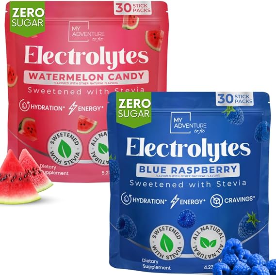 My Adventure to Fit Electrolytes - Blue Raspberry + Watermelon Candy Stick Packs