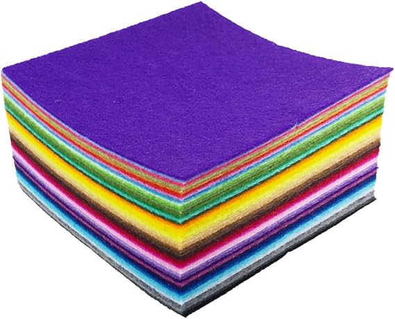 flic-flac 44PCS 6 x 6 inches (15 x 15cm) Assorted Color Felt Fabric Sheets Patchwork Sewing DIY Craft 1mm Thick ... (15cm * 15cm, 44pcs)