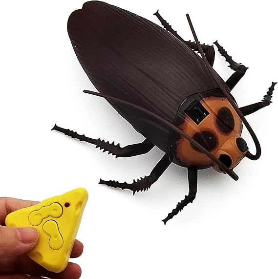 Tipmant Mini RC Cockroach Toy Remote Control Roach Insect Realistic Simulation Electric Electronic Animal for Pets Cat Dogs Toddler Kids Birthday Gifts
