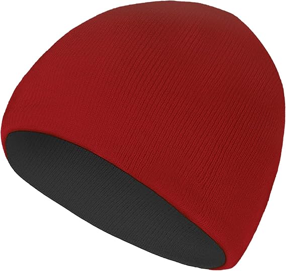 Rosoz Reversible Beanie for Men Women Knit Winter Hat Unisex Ski Skull Cap