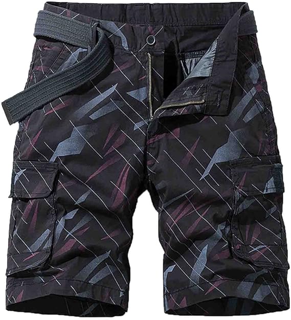 Cargo Shorts for Men Relaxed Fit Cotton Buckle Zipper Tooling Shorts Summer Casual Solid Athletic Beach Shorts