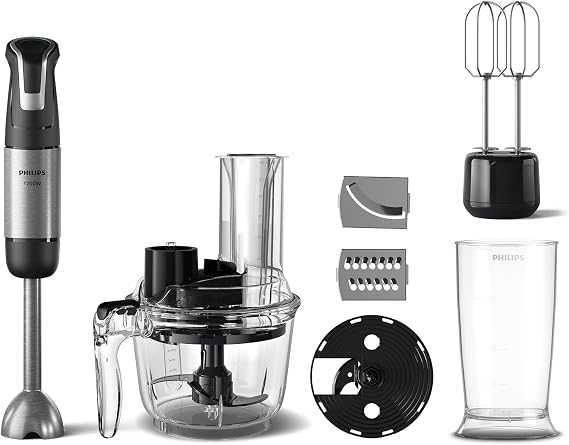 Philips 5000 Series Hand Blender - SpeedTrigger Control, 1200W Engine, Stainless Steel Blades, Baby Food Ready, Mixer and Food Processor Accessories (HR2695/01)