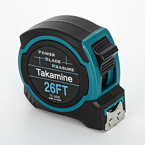 Takamine Tape Measure 26 Feet, 1/8 Fraction Easy Read Measuring Tape