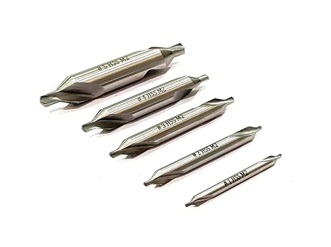 5 Pcs Set Lathe Mill Center Drill Countersink Bit Tooling for Soft Iron, Aluminium, Carbon Steel, Brass,Wood