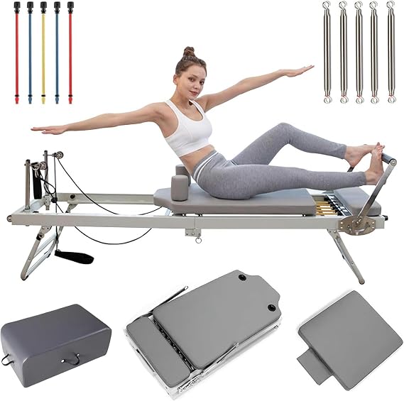 Pilates Reformer Machine Foldable Pilates Equipment for Home Workouts Multifunctional Pilates Studio Machine for Intermediate and Beginners User